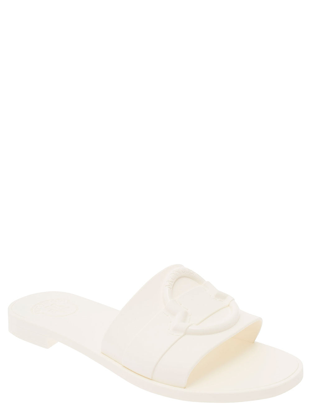 Moncler Women 'Mon' White Slide With Heel In Rubber Woman