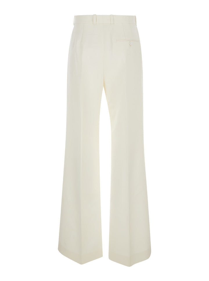 Chloé Women White Flared Trousers In Wool And Silk Woman