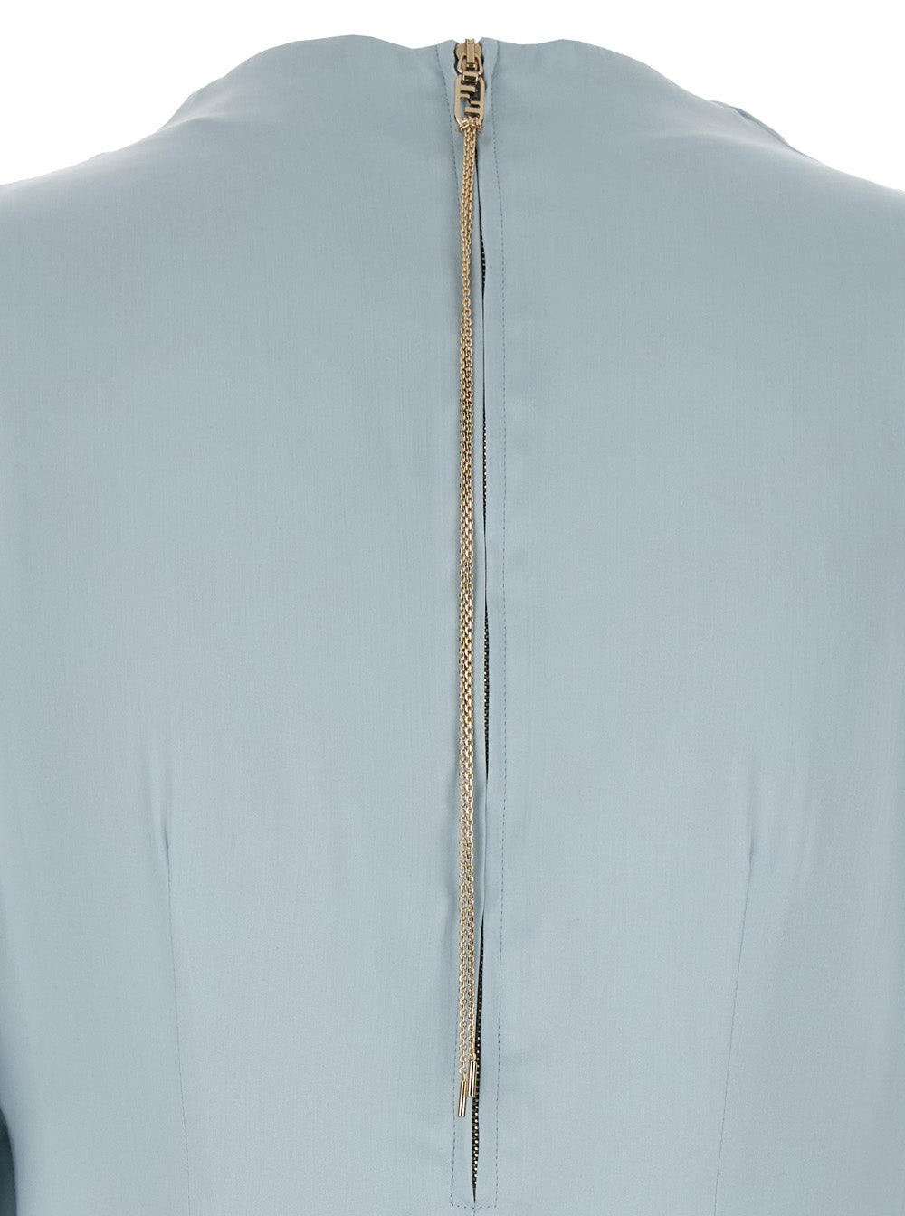 Fendi Women Light Blue Long Dress With Asymmetric Sleeves In Silk Woman