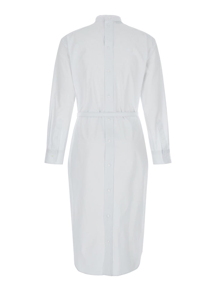 Fendi Women White Long Chemisier Dress In Cotton Woman