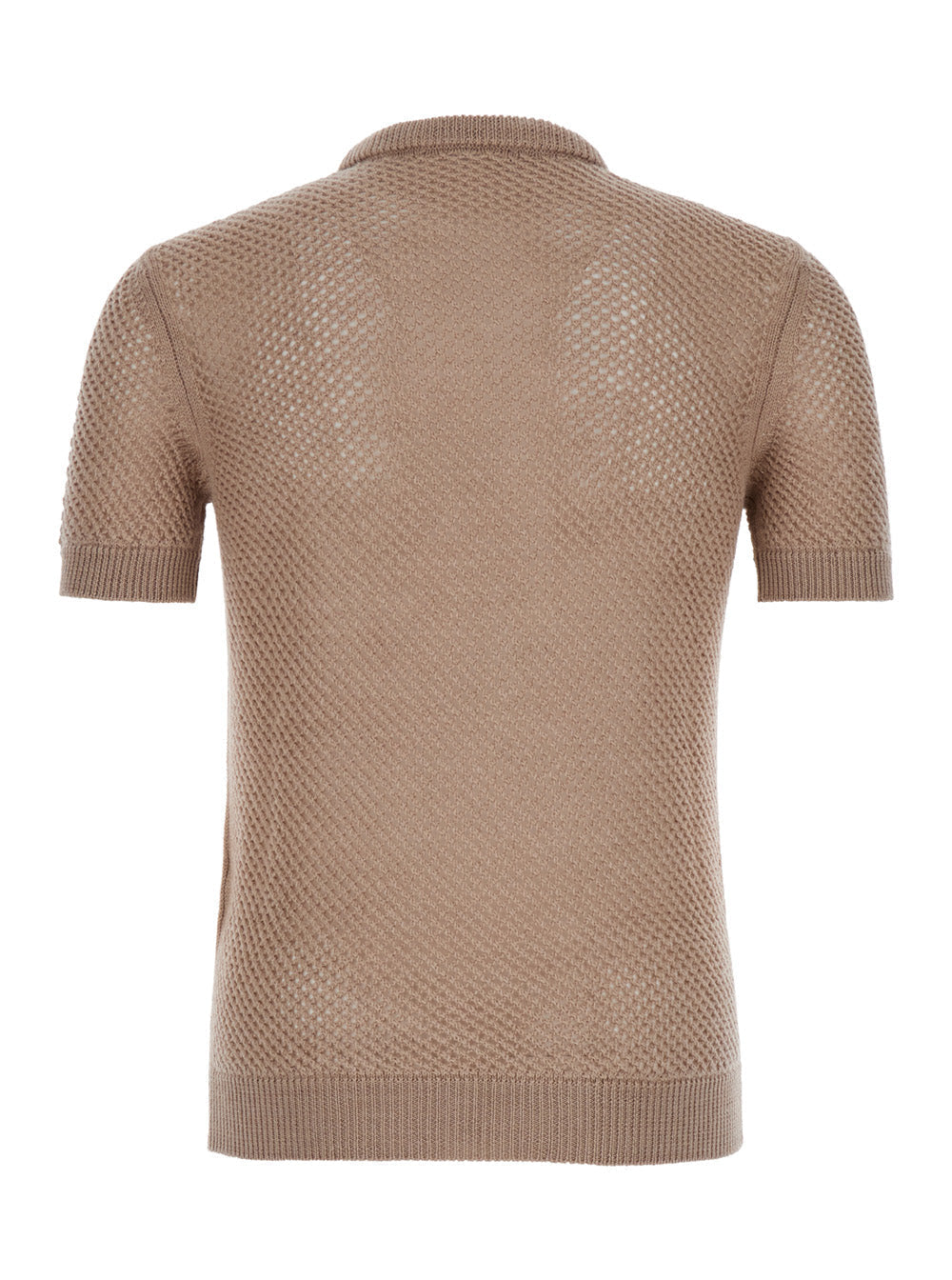 Fendi Men Beige Open Knit Work Sweater In Wool Man
