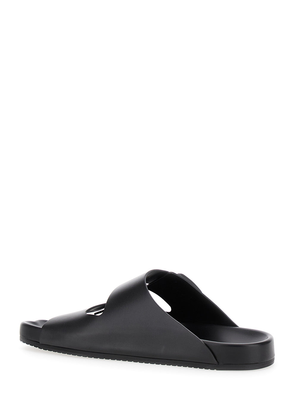 Balenciaga Men 'Sunday' Black Sandals With Engraved Logo In Leather Woman