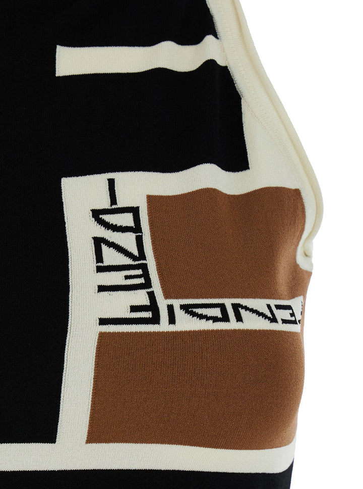 Fendi Women Multicolor Polo Neck Sweater In Viscose Blend Woman