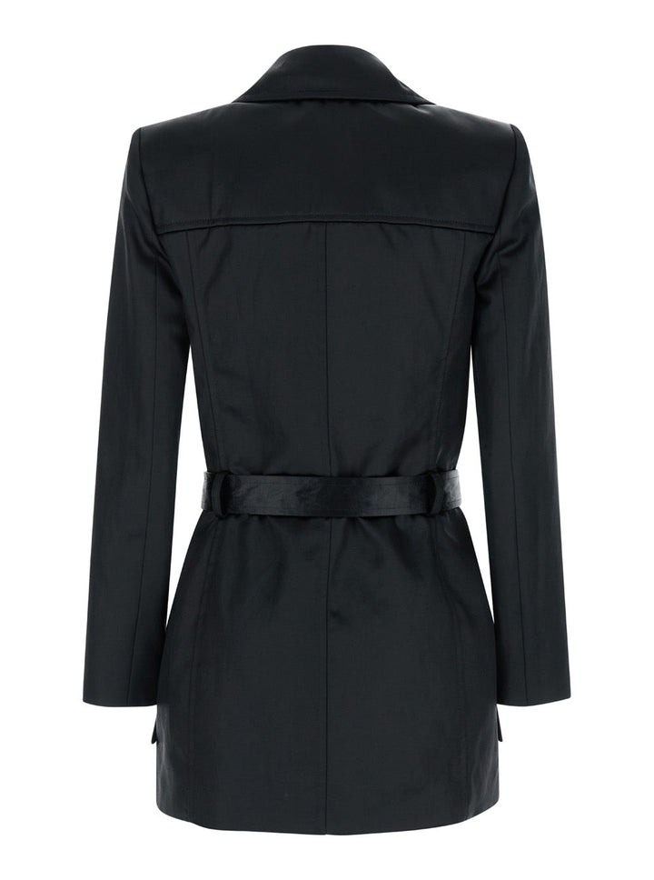 Saint Laurent Women Black Double-Breasted Jacket In Cotton Woman