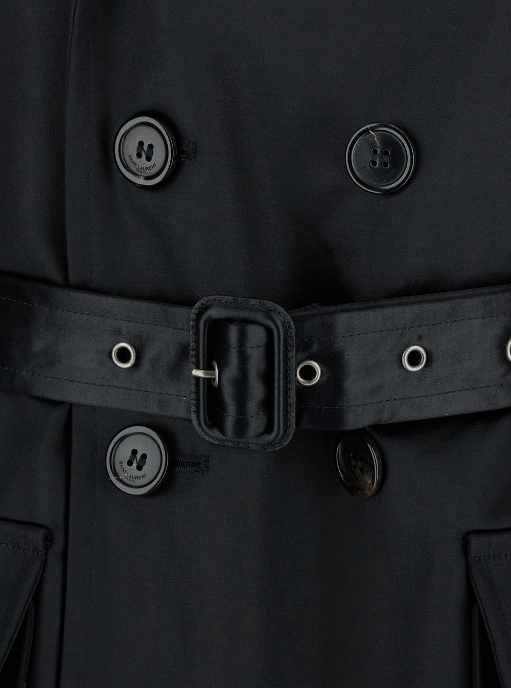 Saint Laurent Women Black Double-Breasted Jacket In Cotton Woman