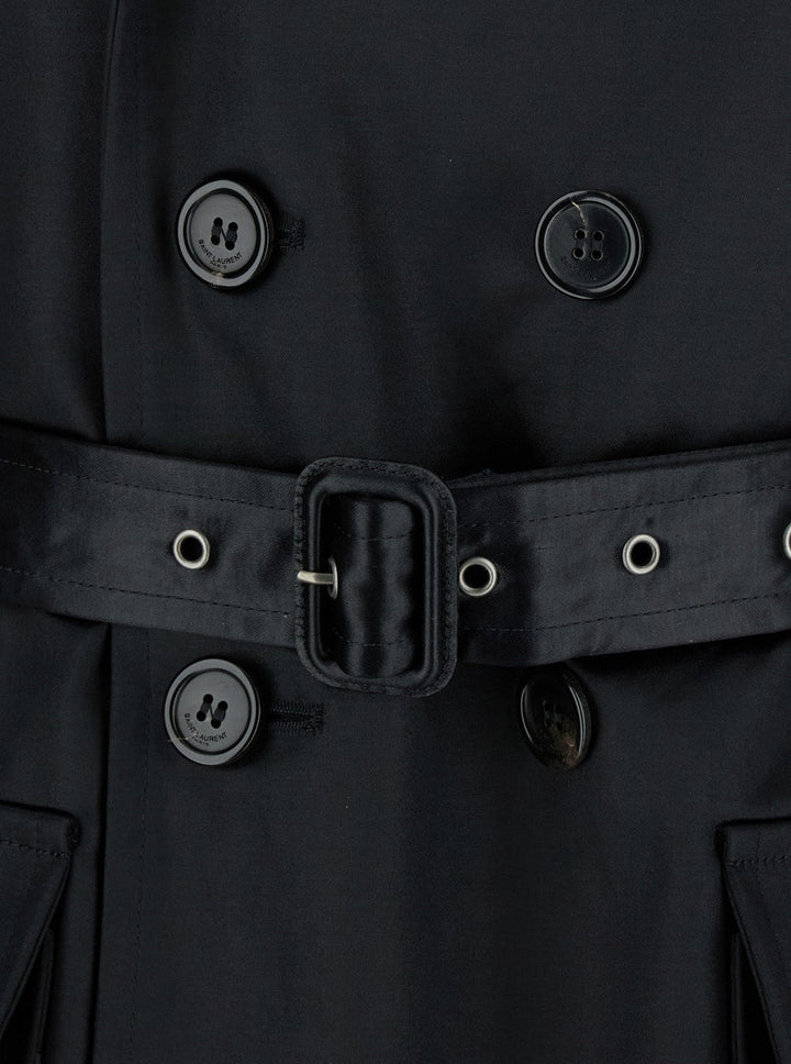 Saint Laurent Women Black Double-Breasted Jacket In Cotton Woman