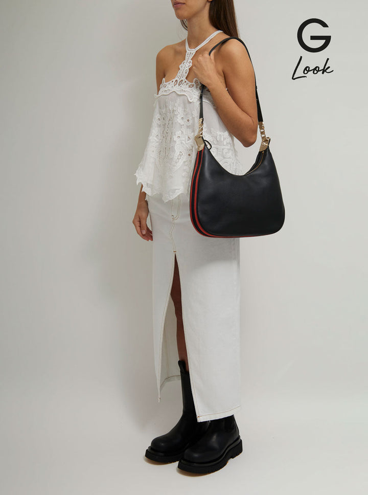 Gucci Women 'Large Attache' Black Crossbody Bag With G Hook Closure In Leather Man