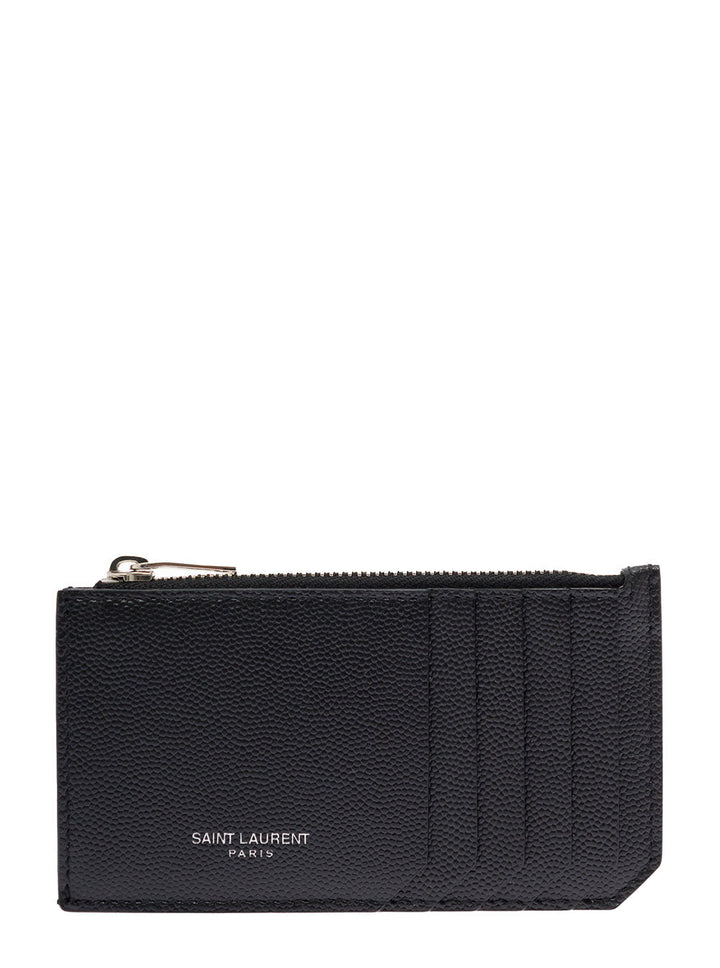 Saint Laurent Men Saint Laurent Man's Black Leather Card Holder