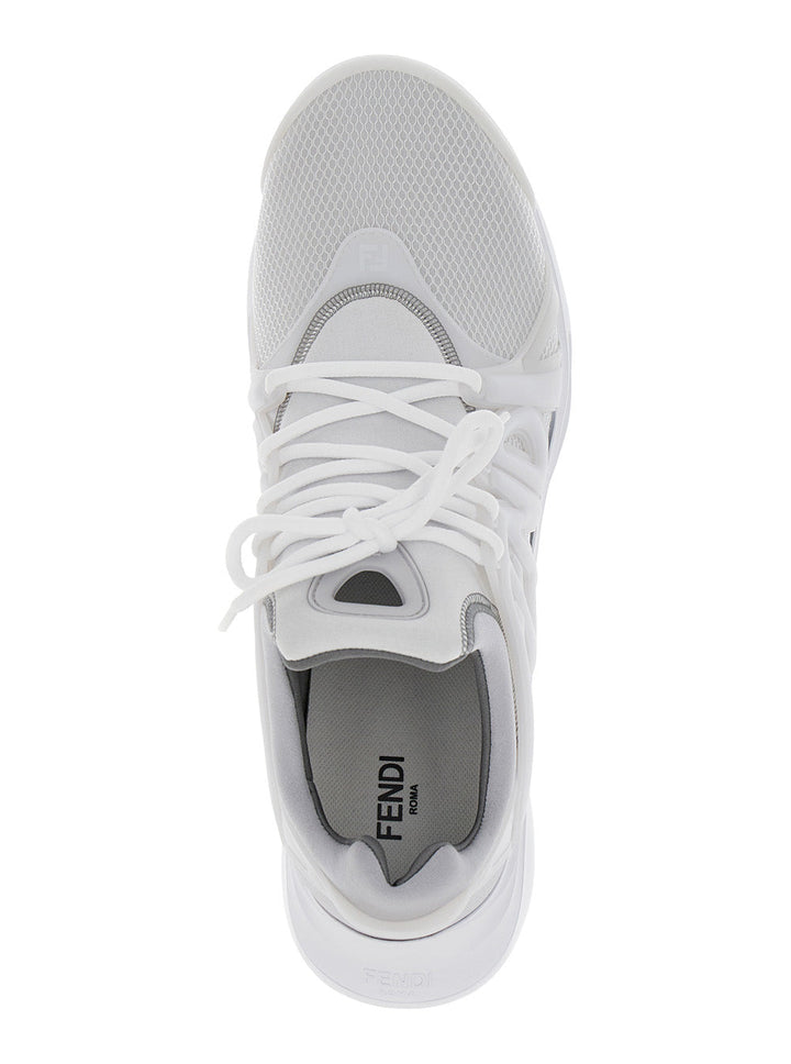 Fendi Men 'Fendi Tag' Grey Sneakers With Logo In Techno Mesh Man