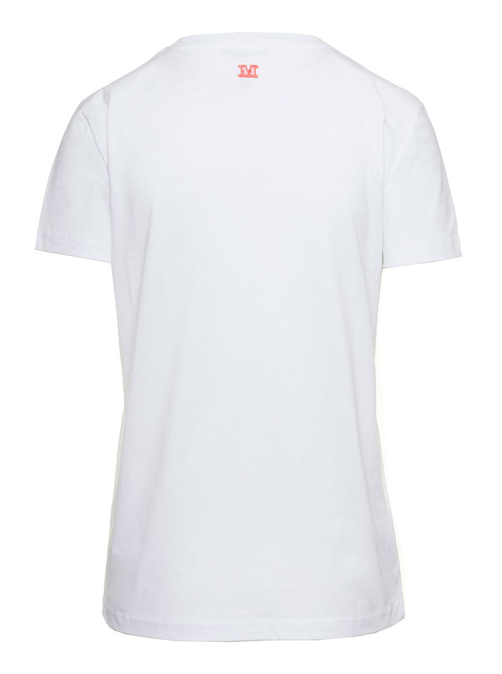 Max Mara Women White T-Shirt With Logo Print On The Chest In Cotton Woman
