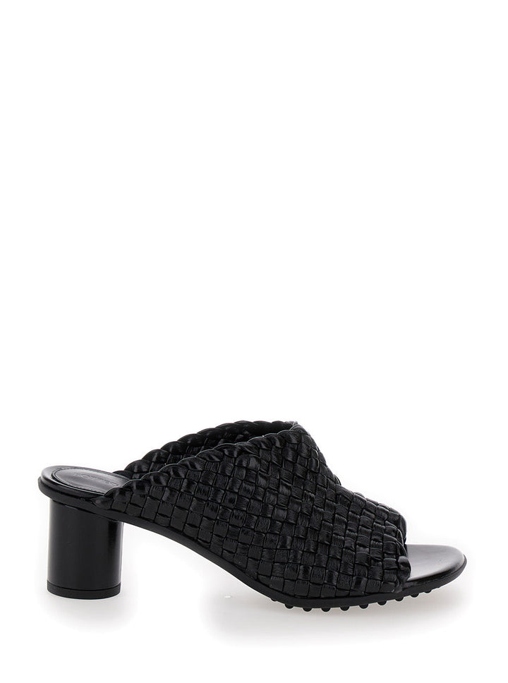Bottega Veneta Women 'Atomic' Black Mule Sandals With Intrecciato Motif In Leather Woman