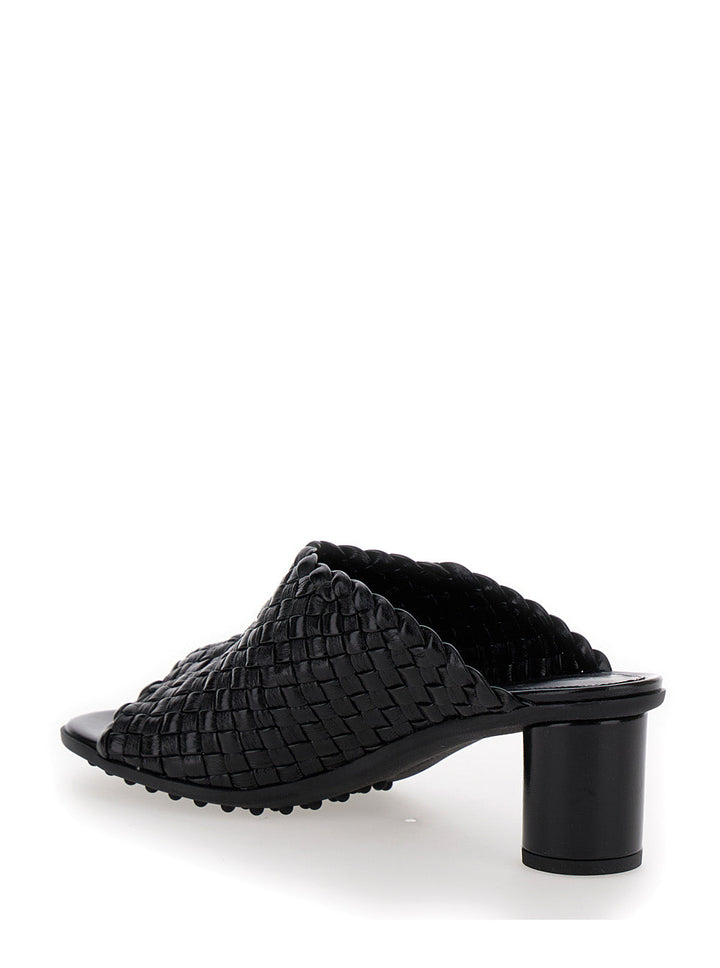 Bottega Veneta Women 'Atomic' Black Mule Sandals With Intrecciato Motif In Leather Woman