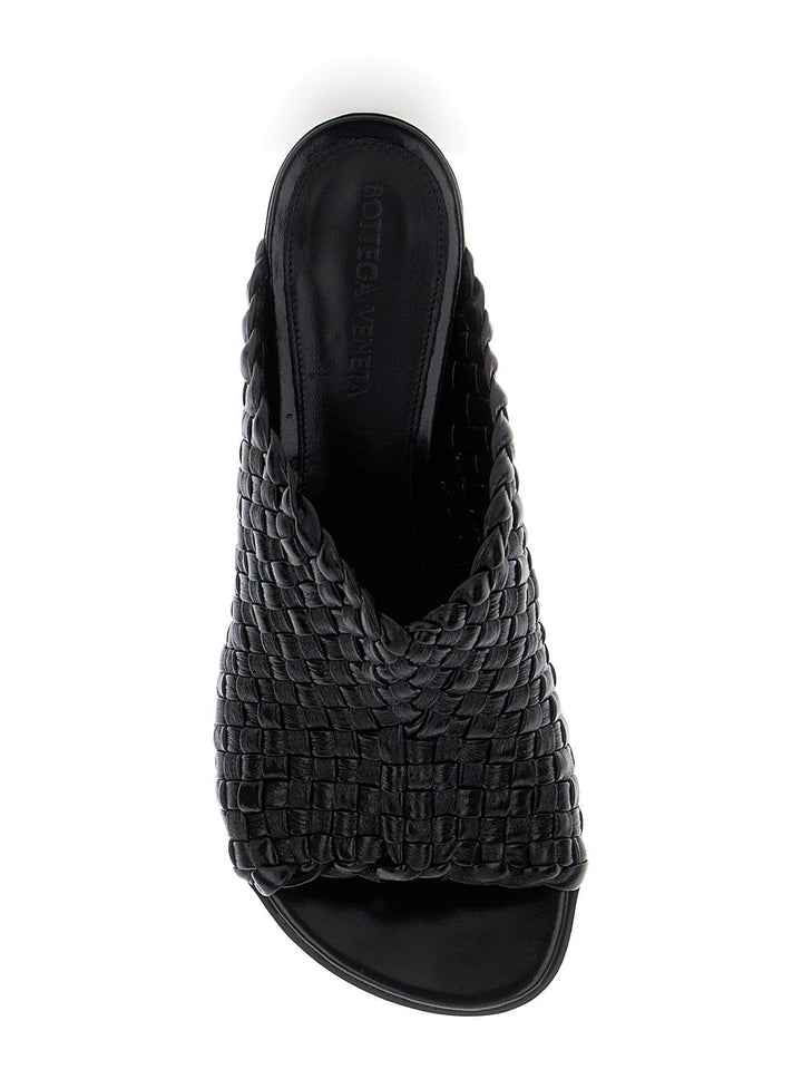 Bottega Veneta Women 'Atomic' Black Mule Sandals With Intrecciato Motif In Leather Woman