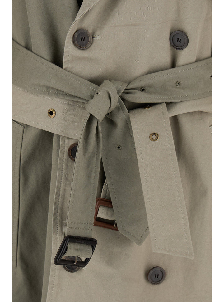 Balenciaga Women 'Double Sleeve' Beige Trench Coat With Extra Pair Of Sleeves In Cotton Woman