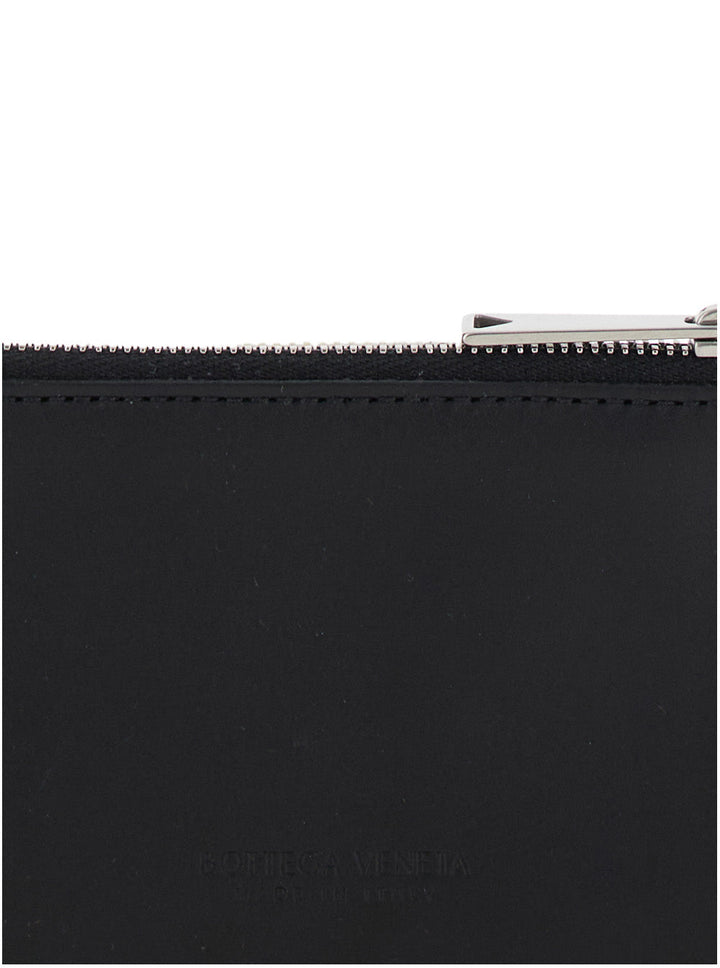 Bottega Veneta Men Black Card-Holder With Intreccio Motif In Leather Man