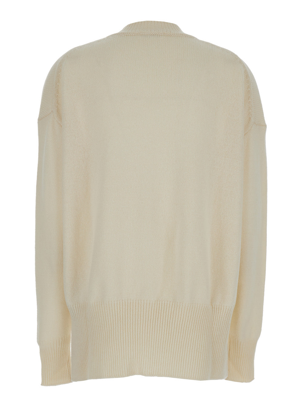 Jil Sander Women Cream Ribbed Pullover In Cashmere Woman