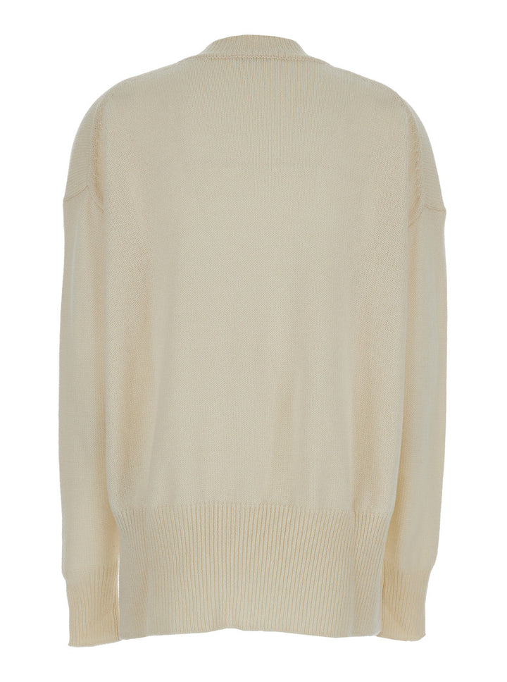 Jil Sander Women Cream Ribbed Pullover In Cashmere Woman