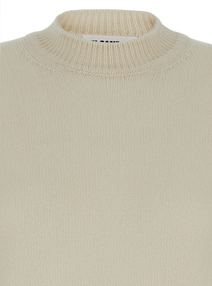 Jil Sander Women Cream Ribbed Pullover In Cashmere Woman