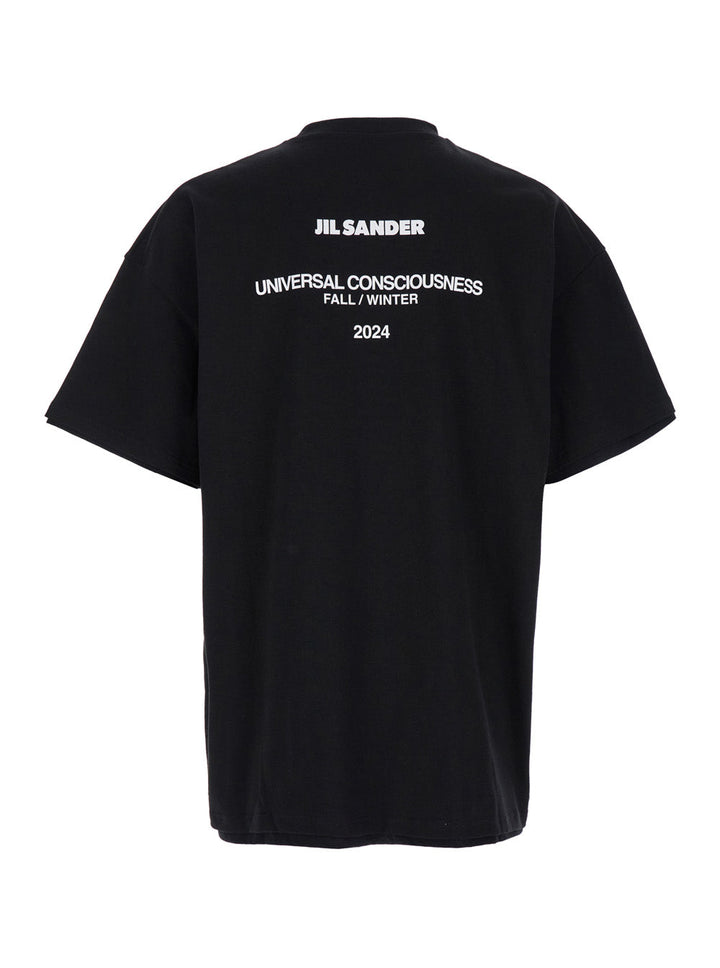 Jil Sander Men Black Double-Layers T-Shirt In Cotton Man