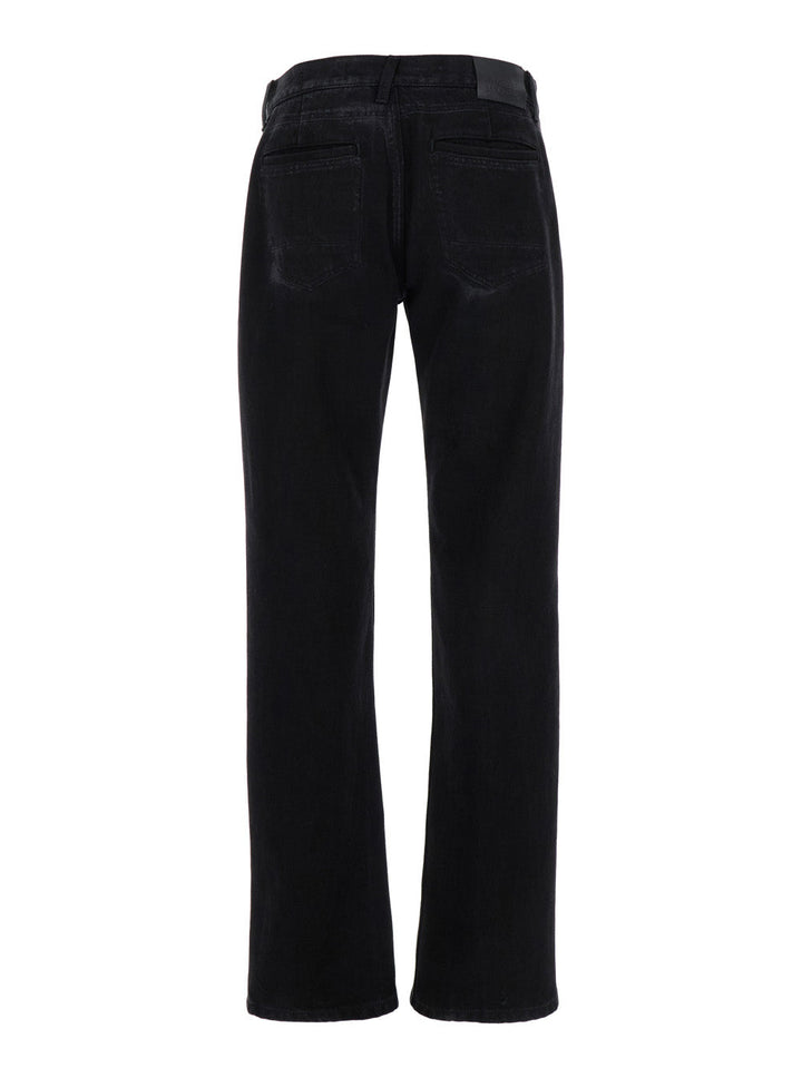 Alexander Mcqueen Men Black Jeans With Logo Patch On The Rear And Worn Out Effect In Denim Man