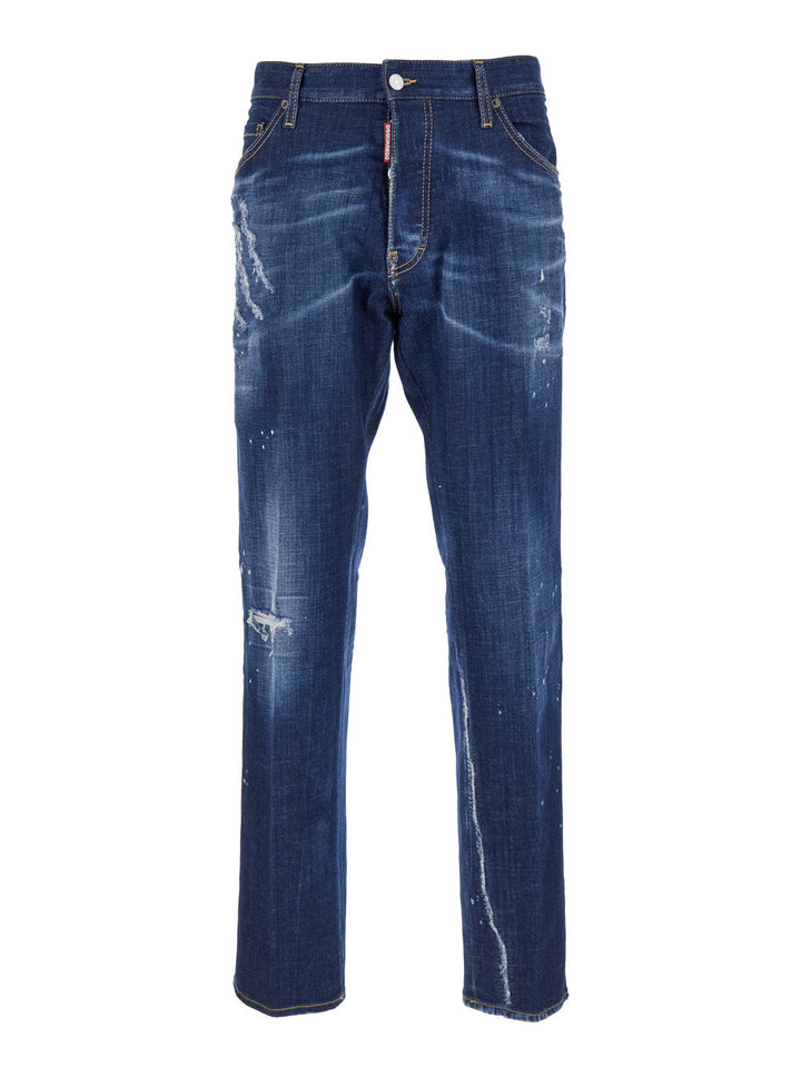 Dsquared2 Men 'Cool Guy' Blue Straight Jeans With Faded Effect In Stretch Cotton Denim Man