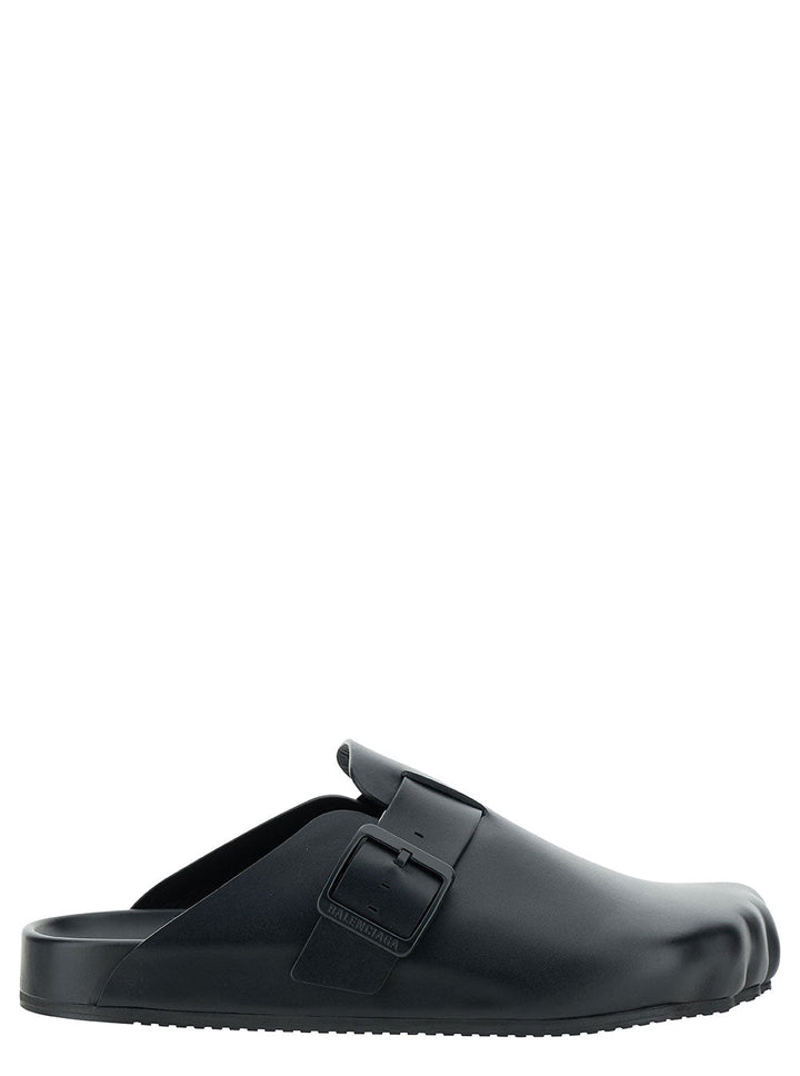 Balenciaga Men 'Sunday' Black Mules With Five Finger Shape At Toe In Matte Leather Man