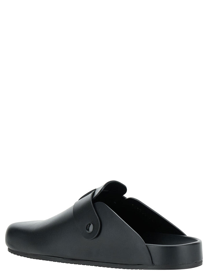 Balenciaga Men 'Sunday' Black Mules With Five Finger Shape At Toe In Matte Leather Man