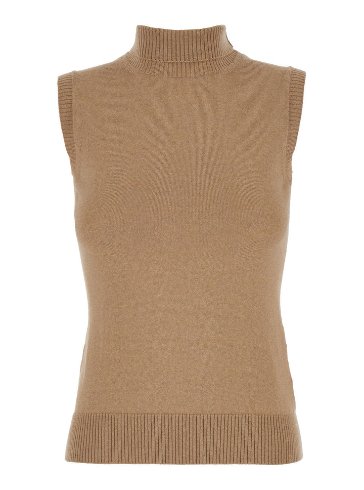 Sportmax Women 'Ardenza' Beige Knit Vest With High Neck In Wool Woman