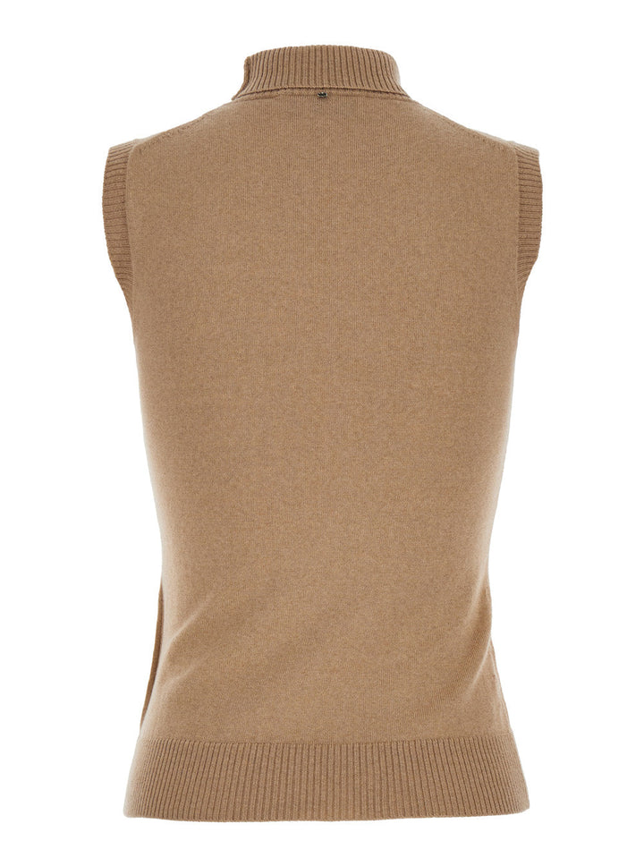 Sportmax Women 'Ardenza' Beige Knit Vest With High Neck In Wool Woman