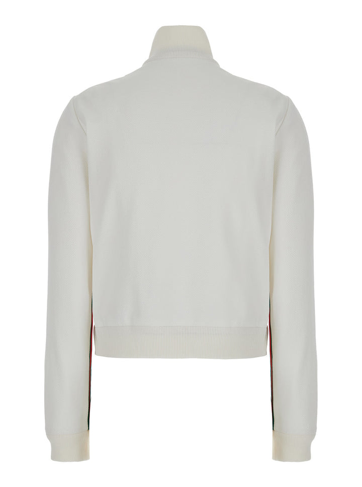 Gucci Women White Crop Sweatshirt With Web Detail In Polyamide Woman