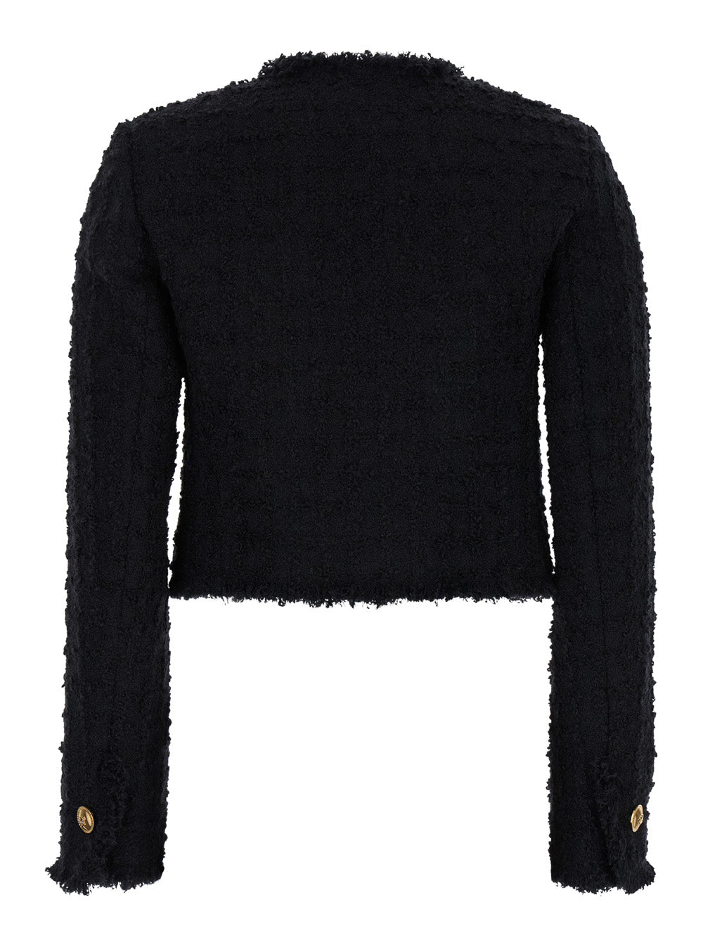 Versace Women Black Crop Jacket With Jewel Buttons In Tweed Woman