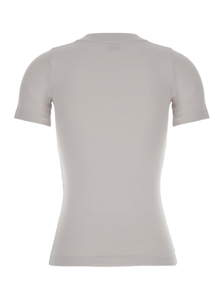 Balenciaga Women Off White T-Shirt With Beverly Hills Embroidery In Peeling Stretch Jersey Woman