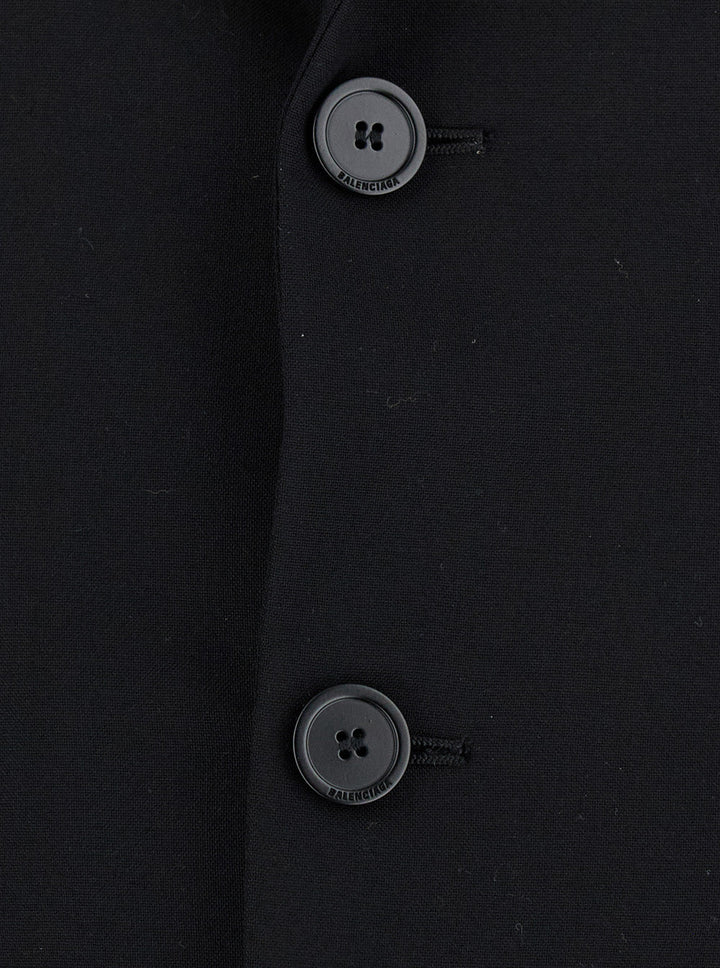 Balenciaga Women 'Hourglass' Black Single-Breasted Jacket With Notched Revers In Wool Woman