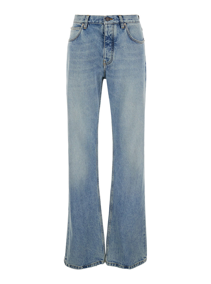 Balenciaga Women Light Blue Low Waisted Straight Jeans In Denim Woman