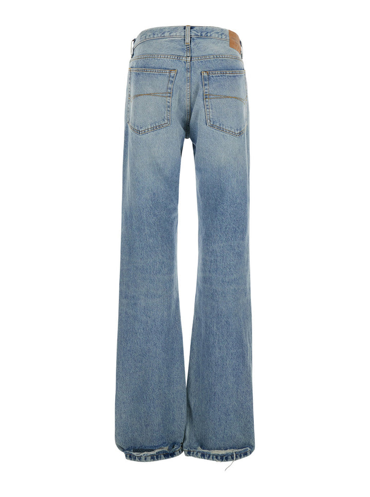 Balenciaga Women Light Blue Low Waisted Straight Jeans In Denim Woman