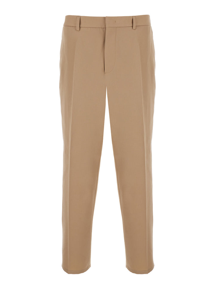 Jil Sander Men Beige Pants With Elastic Waistband In Wool Man