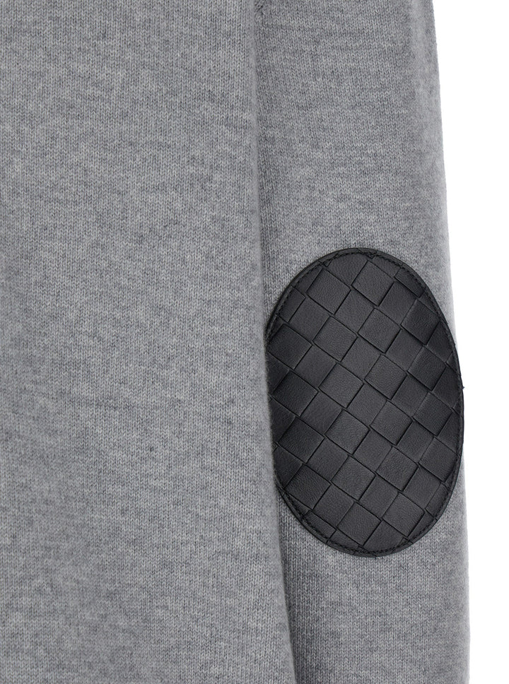 Bottega Veneta Women Grey Cardigan With Intrecciato Patch In Cashmere Woman