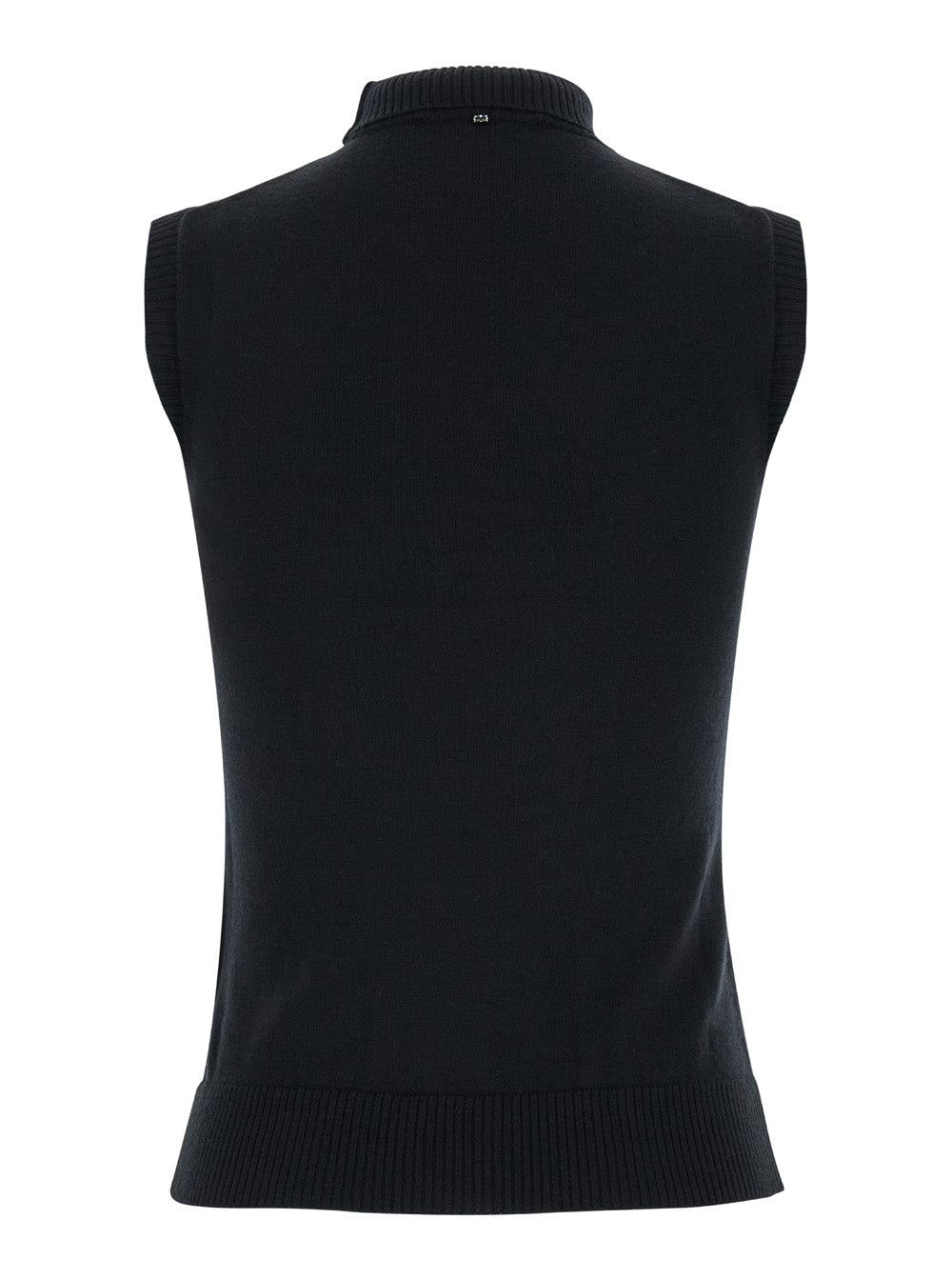 Sportmax Women Black Sleeveless Top With Ribbed Trim In Wool Woman
