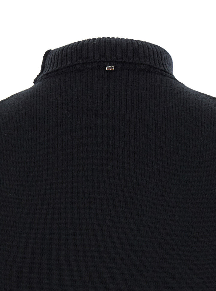 Sportmax Women Black Sleeveless Top With Ribbed Trim In Wool Woman