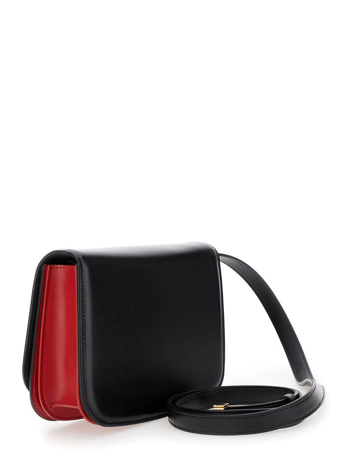 Ferragamo Women 'Fiamma S' Black Asymmetric Crossbody Bag With Logo Detail In Leather Woman