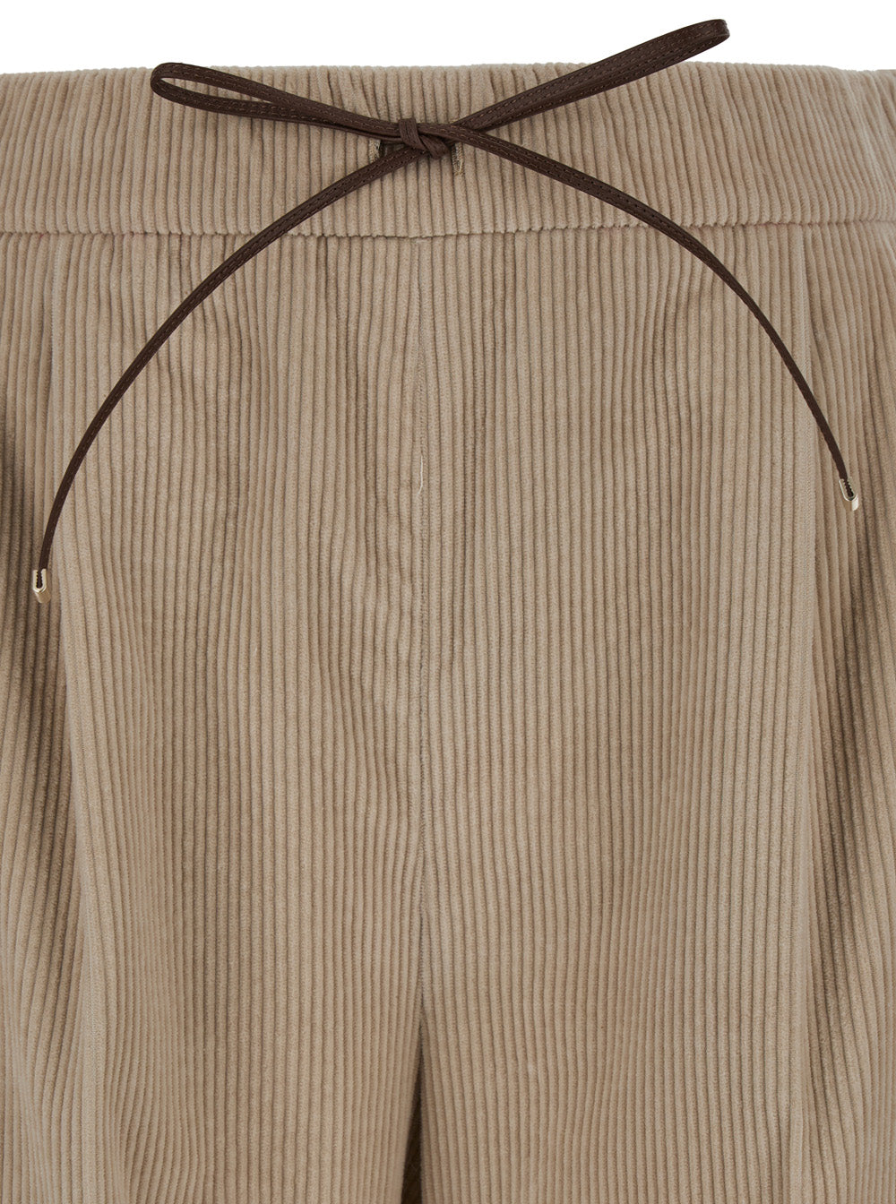 Max Mara Women 'Lerici' Beige Palazzo Pants With Drawstring In Corduroy Woman