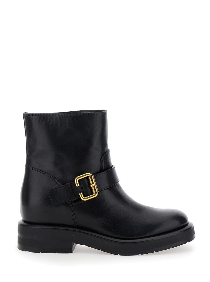 Chloé Women 'Coddington' Black Ankle Boots With Paddington Buckle In Leather Woman