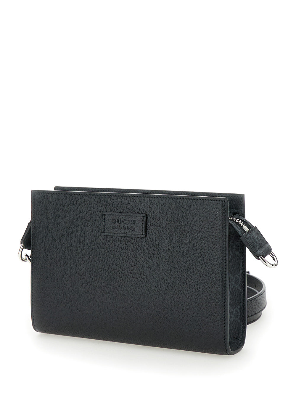GUCCI Super Mini Black Leather Crossbody Bag with Logo Patch – Men | Designer Collection