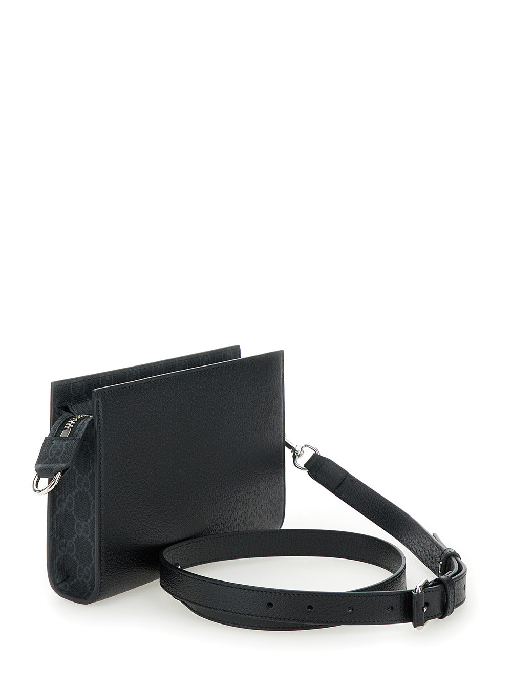 GUCCI Super Mini Black Leather Crossbody Bag with Logo Patch – Men | Designer Collection