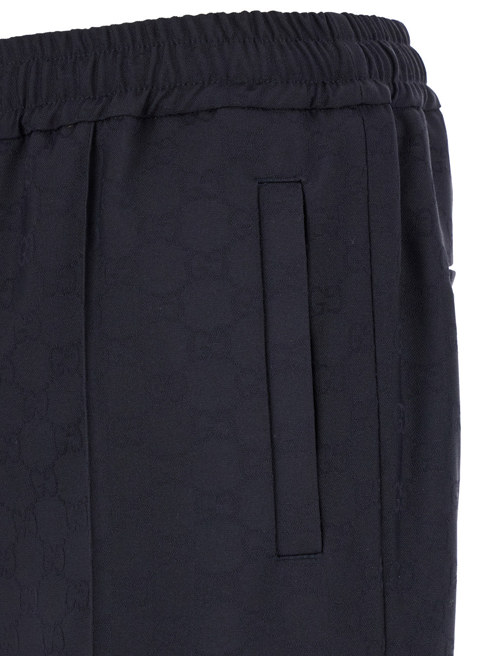 Gucci Men Blue Pants With Web Detail In Gg Fabric Man