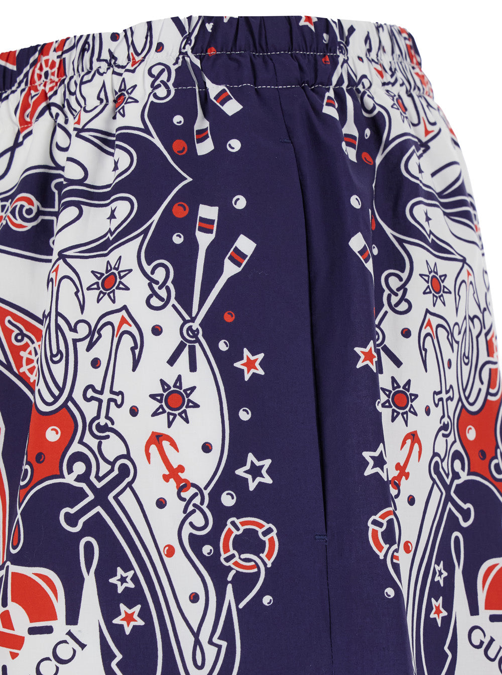 Gucci Men Blue Shorts With Gucci Bandana Print In Cotton Man