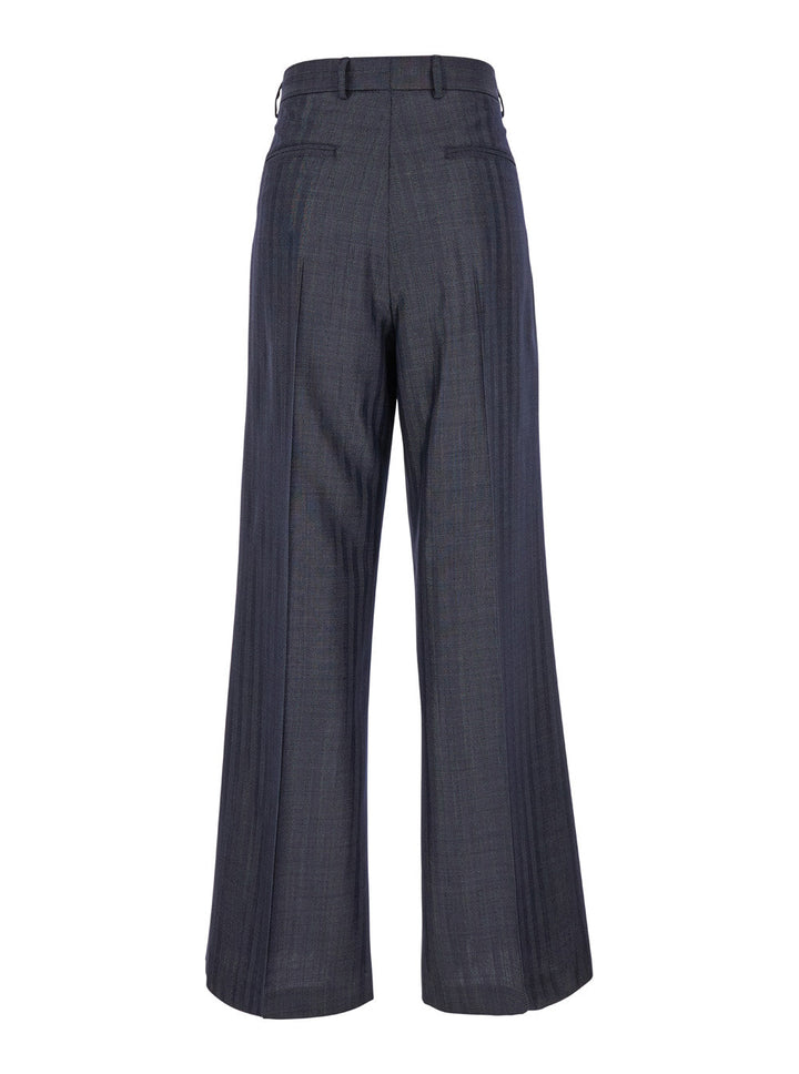 Etro Women Grey Wide Pants With Concealed Closure In Wool Blend Woman