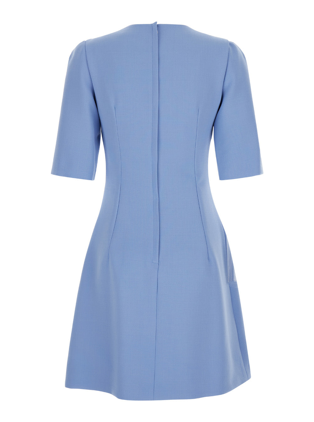 Dolce & Gabbana Women Light Blue Midi Fit And Flare Dress In Wool Woman