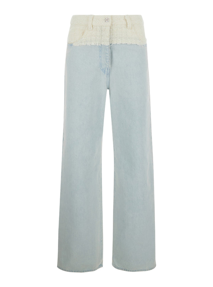 Givenchy Women Blue Jeans With Tweed Waist In Denim Woman