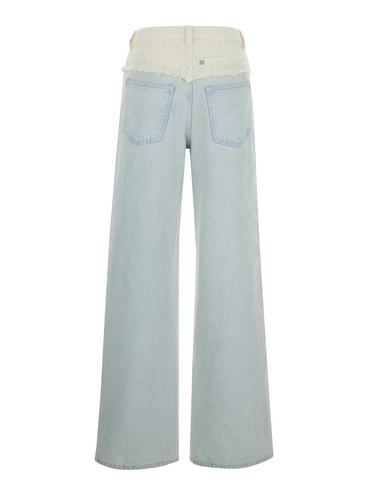 Givenchy Women Blue Jeans With Tweed Waist In Denim Woman